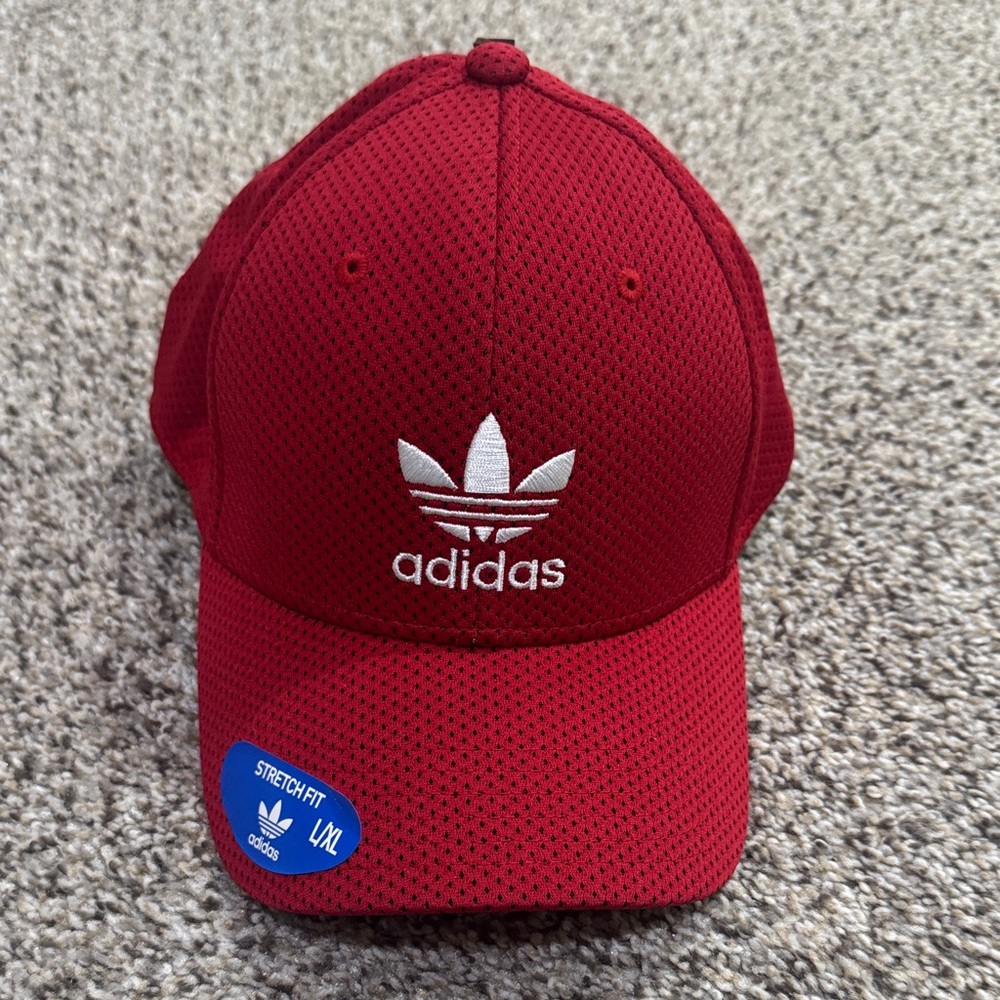 adidas Red Mesh Trefoil Stretch Cap